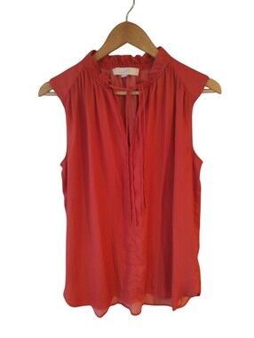 Loft Orange V-neck Sleeveless Blouse Size Medium